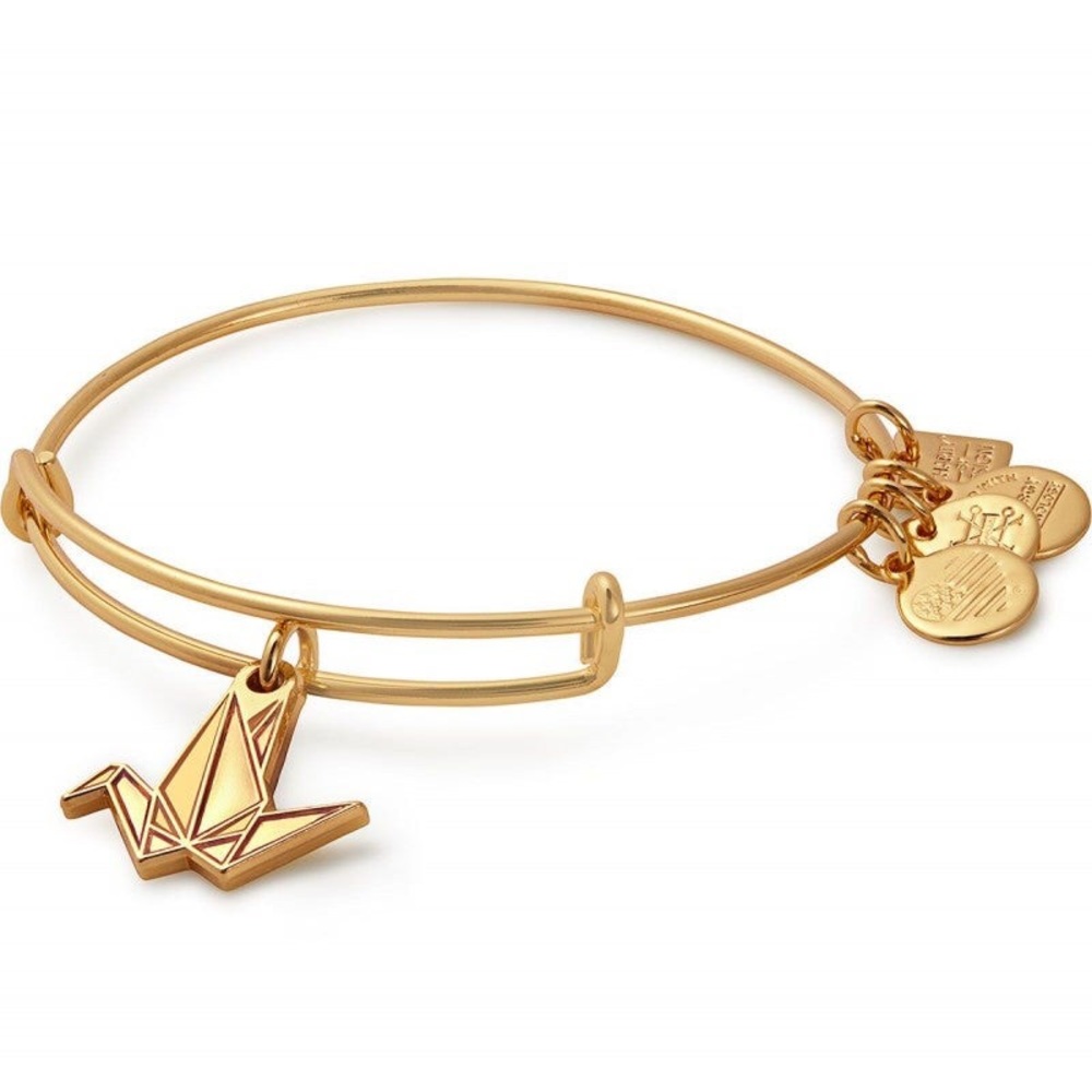 Alex and Ani Paper Crane Charm Bangle Gold